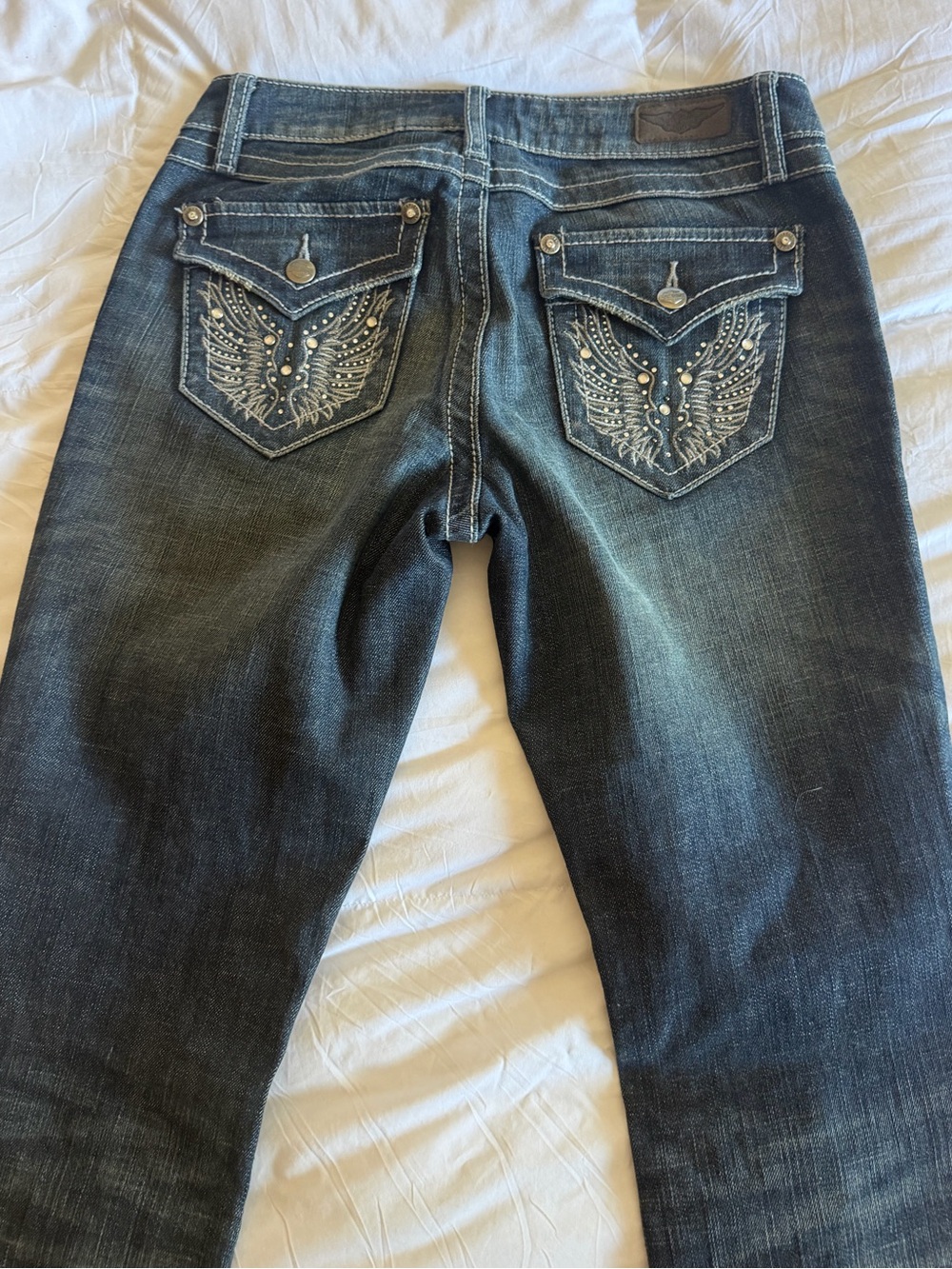 🪽 Harley-Davidson Vintage Mcbling Bootcut Jeans with Embroidered Angel Wings